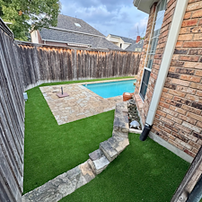 Pet-Friendly-Artificial-Turf-Installation-Around-Pool-and-Side-Yard-in-Plano-TX 0